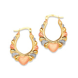 Heart Scallop Hoop Earrings in 14K Tri-Color Gold