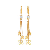 Butterfly Tassel Earrings with White CZ in 14K Gold
