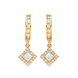 Drop Earrings with White CZ in 14K Gold