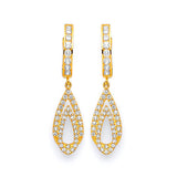 Drop Earrings with White CZ in 14K Gold