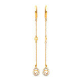Heart Drop Earrings with White CZ in 14K Gold