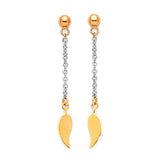 Leaf Drop Earrings in 14K Tri-Color Gold and Butterfly Backing