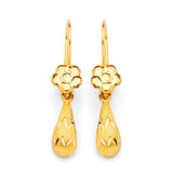 Flower Teardrop Earrings in 14K Gold