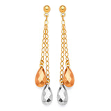 Teardrop Earrings in 14K Tri-Color Gold and Butterfly Backing
