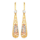 Guadalupe Teardrop Earrings with White CZ in 14K Tri-Color Gold