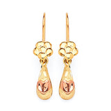 Heart Teardrop Earrings in 14K Two-Tone Gold
