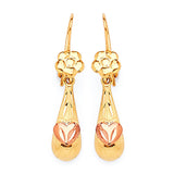 Heart Teardrop Earrings in 14K Two-Tone Gold