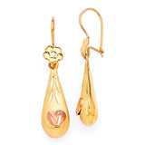 Heart Teardrop Earrings in 14K Two-Tone Gold