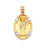 White CZ Saints Ladies Pendant in 14K Two-Tone Gold