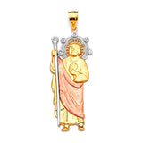 White CZ Saints Pendant in 14K Tri-Color Gold