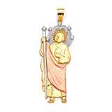 White CZ Saints Mens Pendant in 14K Tri-Color Gold