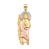 White CZ Saints Pendant in 14K Tri-Color Gold