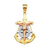 Anchor Pendant in 14K Tri-Color Gold