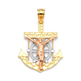 Anchor Pendant in 14K Tri-Color Gold