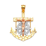 Anchor Pendant in 14K Tri-Color Gold