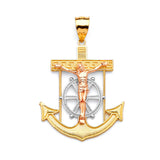 Anchor Pendant in 14K Tri-Color Gold