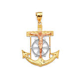 Anchor Pendant in 14K Tri-Color Gold