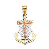 Anchor Pendant in 14K Tri-Color Gold