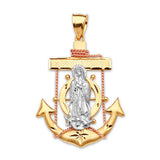 Anchor Pendant in 14K Tri-Color Gold