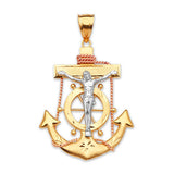 Anchor Pendant in 14K Tri-Color Gold