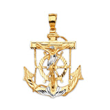 Anchor Pendant in 14K Two-Tone Gold