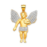 White CZ Angel Ladies Pendant in 14K Gold