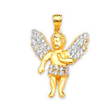 White CZ Angel Ladies Pendant in 14K Gold