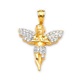 White CZ Angel Ladies Pendant in 14K Gold