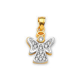 White CZ Angel Ladies Pendant in 14K Two-Tone Gold