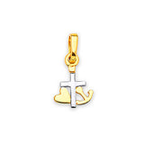 Cross Ladies Pendant in 14K Two-Tone Gold