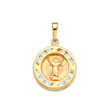 White CZ Divino Niño Ladies Pendant in 14K Two-Tone Gold