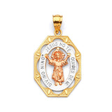 Divino Niño Ladies Pendant in 14K Tri-Color Gold