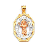 Divino Niño Ladies Pendant in 14K Tri-Color Gold