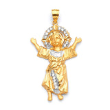 White CZ Divino Niño Pendant in 14K Gold