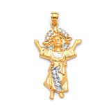 White CZ Divino Niño Ladies Pendant in 14K Gold