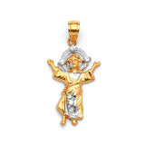 White CZ Divino Niño Ladies Pendant in 14K Gold