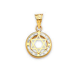 White CZ Symbols Ladies Pendant in 14K Gold