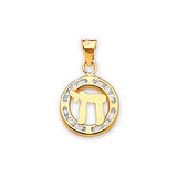 White CZ Symbols Ladies Pendant in 14K Gold