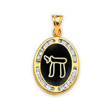 White CZ Symbols Ladies Pendant in 14K Gold
