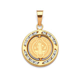 White CZ Saints Pendant in 14K Gold