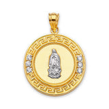 White CZ Guadalupe Pendant in 14K Two-Tone Gold