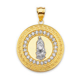 White CZ Guadalupe Pendant in 14K Two-Tone Gold