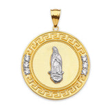 White CZ Guadalupe Pendant in 14K Two-Tone Gold