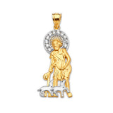 White CZ Saints Pendant in 14K Two-Tone Gold