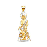 White CZ Saints Mens Pendant in 14K Two-Tone Gold