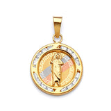 White CZ Saints Pendant in 14K Tri-Color Gold