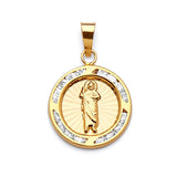White CZ Saints Pendant in 14K Gold