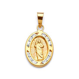 White CZ Saints Pendant in 14K Gold