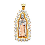 White CZ Guadalupe Ladies Pendant in 14K Tri-Color Gold