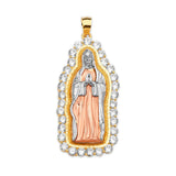 White CZ Guadalupe Pendant in 14K Tri-Color Gold